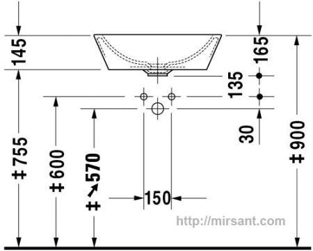 Умывальник  Duravit Starck 1 0447530000 53 см. || 