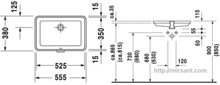Умывальник Duravit 2nd floor 031653 52.5 см. || 