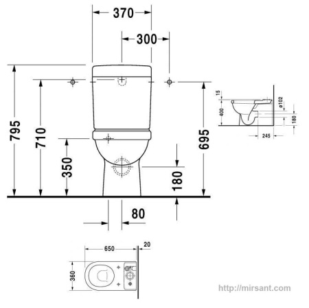 Унитаз Duravit Happy D. 0170090000 напольный || 