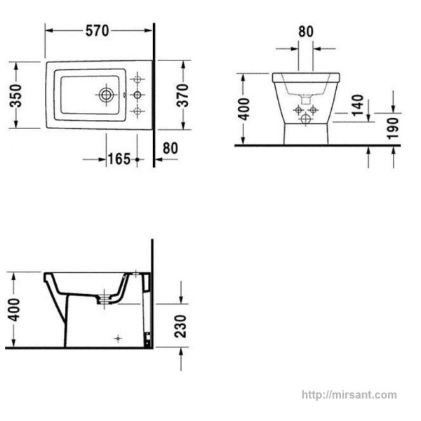 Биде Duravit 2nd floor 0136100000 напольное