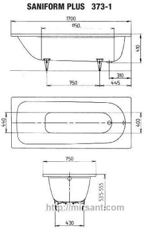 Ванна стальная Kaldewei Saniform Plus 170x75 (3.5 мм) || 