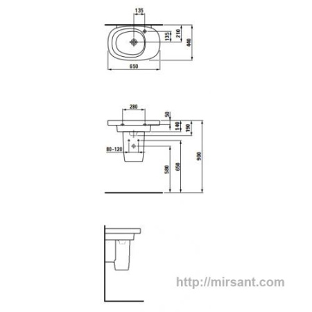 Умывальник Laufen Mimo 1255.2 65 см. || 