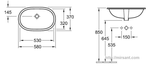 Умывальник Villeroy & Boch 41626001  60 см.