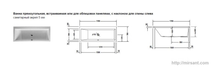 Акриловая ванна Duravit Vero 170*70 L || 