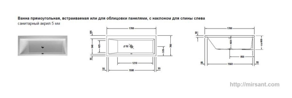 Акриловая ванна Duravit Vero 170*70 L
