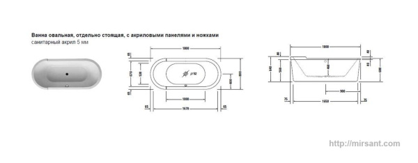 Акриловая ванна Duravit Starck 180*80 с ножками и панелью