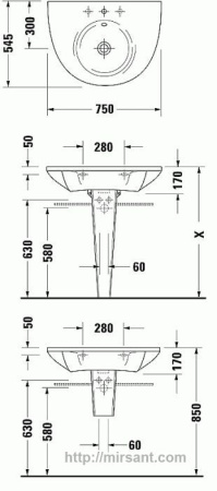 Умывальник Duravit Starck 1 0405750000 75 см. || 