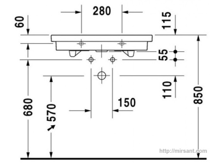 Умывальник Duravit 2nd floor 0491700000 70 см. || 