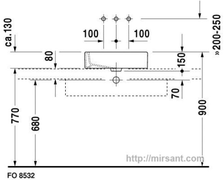Раковина Duravit  Vero 0455500800 50 см. || 