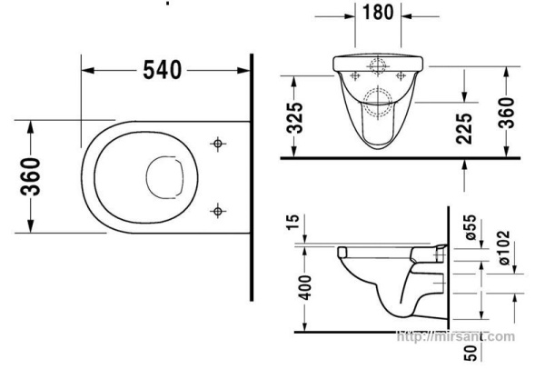 Унитаз Duravit Happy D. 0171090000 подвесной