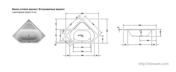 Ванна акриловая Duravit D-Code 140*140