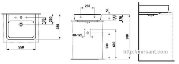 Умывальник - чаша Laufen Pro 1795.1  55 см.
