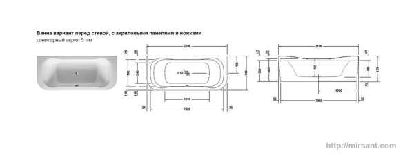 Акриловая ванна Duravit Esplanade 210*90