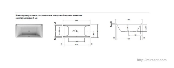 Акриловая ванна Duravit Starck 180*90