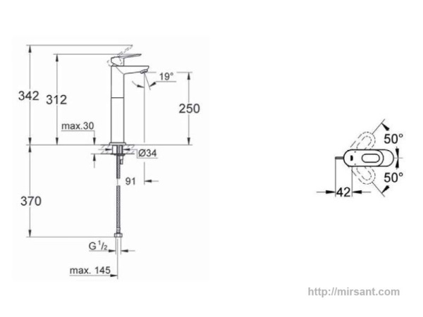 Смеситель для раковины Grohe Bau Loop 32856000 хром.