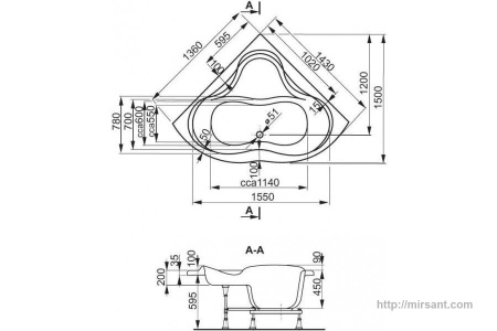 Акриловая ванна VagnerPlast Iris 143*143*45 || 