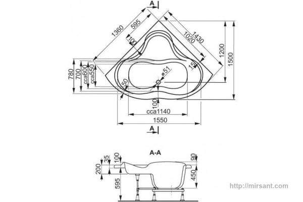 Акриловая ванна VagnerPlast Iris 143*143*45