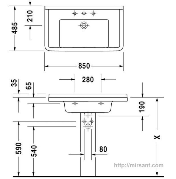 Раковина  Duravit Starck 3 030480 85 см.