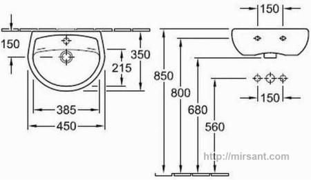 Умывальник Villeroy & Boch  Omnia Pro 7K594501 45 см. || 