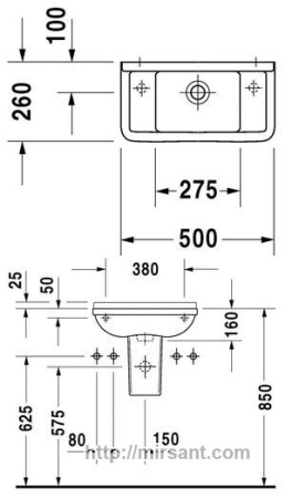 Умывальник Duravit Starck 3 075150 50 см. || 