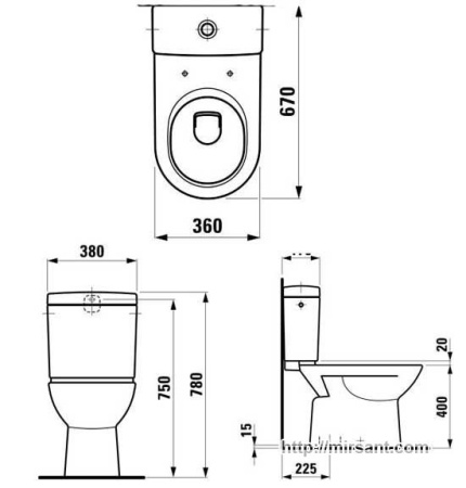 Унитаз - компакт Laufen Pro 2495.7+2695.0 напольный || 