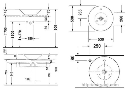 Раковина Duravit Starck 1 0408530000 53 см. || 