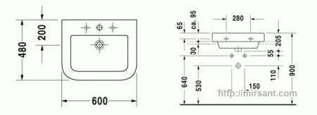 Умывальник Duravit Happy D. 0417600000 60 см. || 