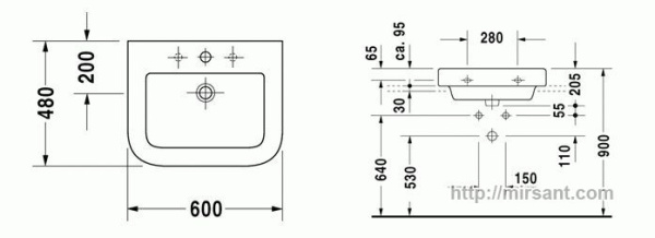 Умывальник Duravit Happy D. 0417600000 60 см.