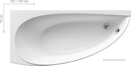 Ванная акриловая Ravac Avocado 160*75 (R,L) || 