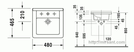 Умывальник Duravit Starck 3 030348 48 см. || 