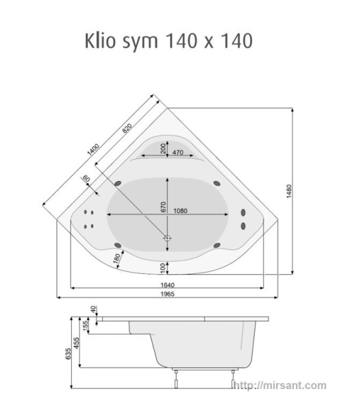 Акриловая ванна Pool Spa Sym 140*140