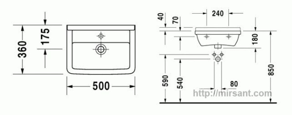 Раковина Duravit Starck 3 030750 50 см.