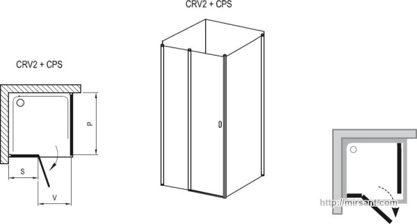 Душевой угол Ravak Chrome 1QVA0C00Z1+9QV40C00Z1 100*80
