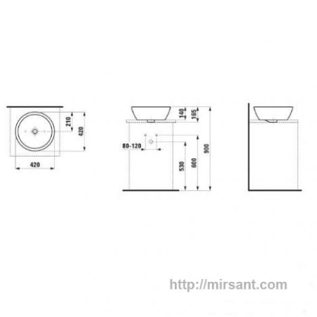 Умывальник-чаша Laufen Pro 1296.2  42 см. || 