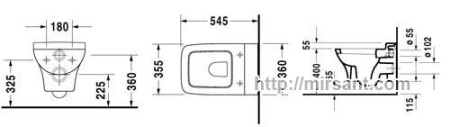 Унитаз Duravit PuraVida 2219090000 подвесной || 
