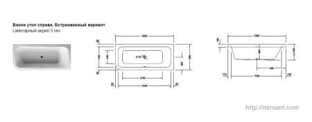 Акриловая ванна Duravit Happy D. 180*80 R || 