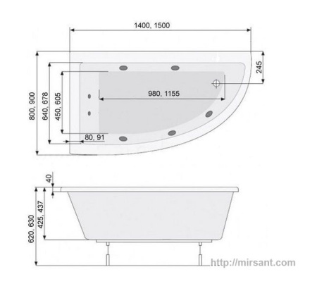 Акриловая ванна Pool Spa Laura 150*90 L || 