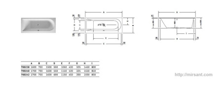 Ванна акриловая Duravit Darling New 170*75 L || 