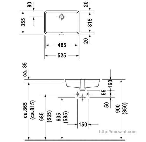 Умывальник Duravit Vero 0330480000 48.5 см.