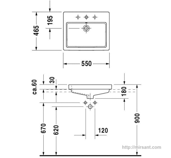 Раковина Duravit Vero 0315550030  55 см.
