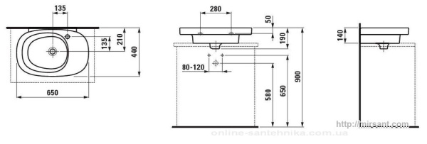 Раковина Laufen Mimo 1255.6  65см.